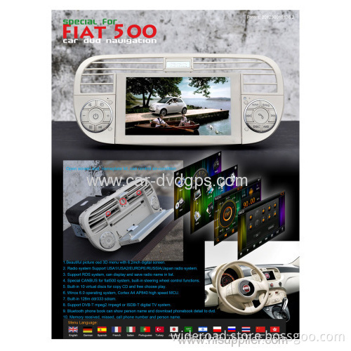 Fiat 500 Dvd Multimedia System Bt Gps Steering Wheel Control
